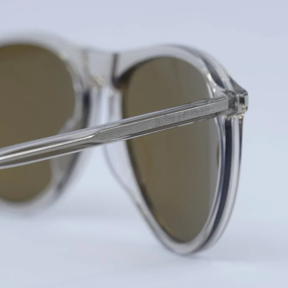 Saint Laurent SL667 004 Sunglasses Beige Aviator Frame, Brown Lenses - Picture 6 of 11